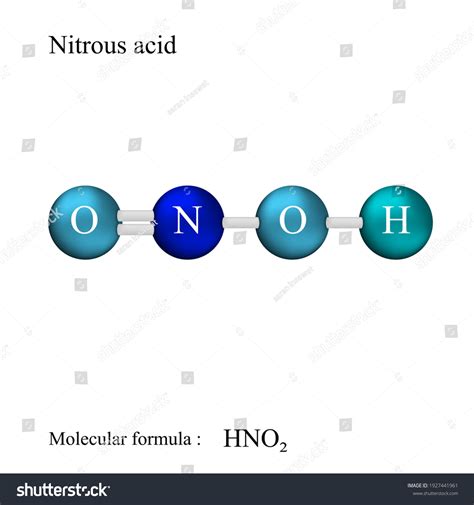 Nitrous Acid Formula. The chemical formula of this acid is \(HNO_2\). Its molar mass is 47.013 g/mol and is a weak acid because one of the oxygen atoms is attached to the hydrogen atom that holds it quite strongly. \(HNO_2\) has 18 electrons in total, 1 of hydrogen, 5 of nitrogen and 12 of two oxygen molecules. ...